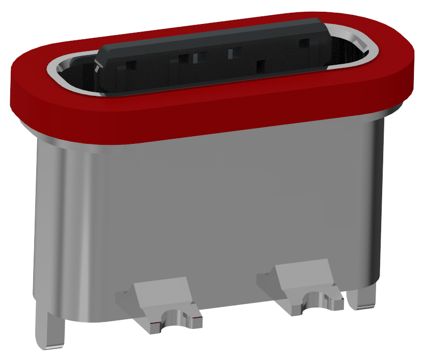 XB-TYPE C 3P XX立贴防水母座L=7.15mm(带钢片)(锌合金外壳)